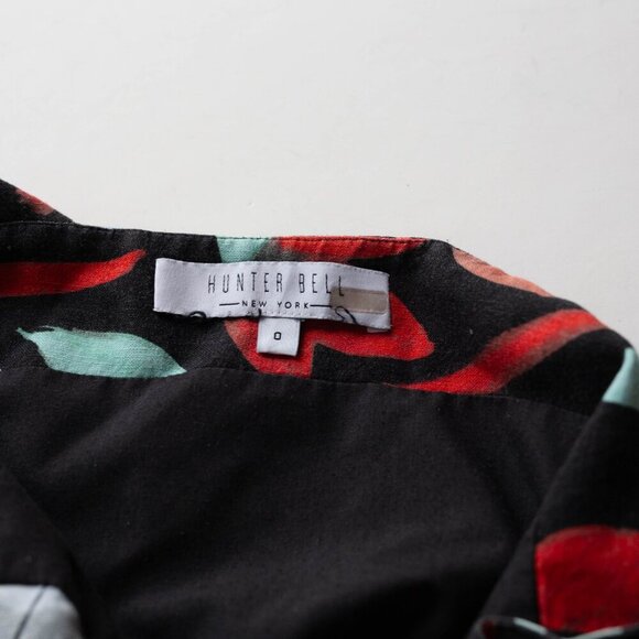 Hunter Bell Anderson Black Floral Linen Dress - Size 0 - Picture 2 of 5